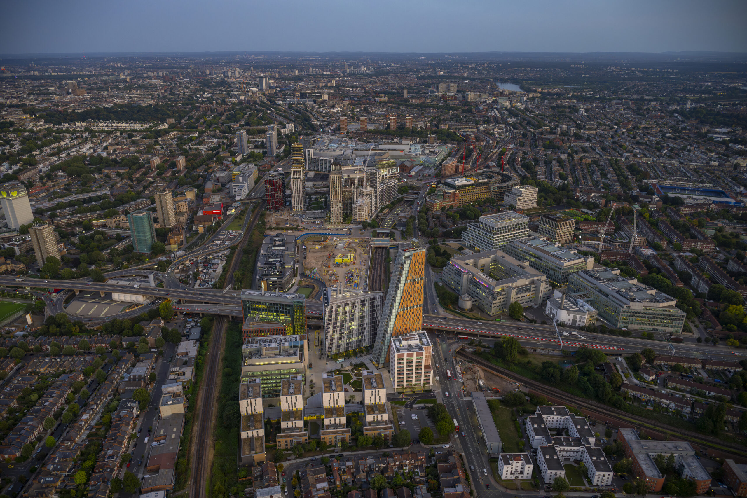 Aerial view of Wood Lane, Shepherd's Bush, London Borough of Ham